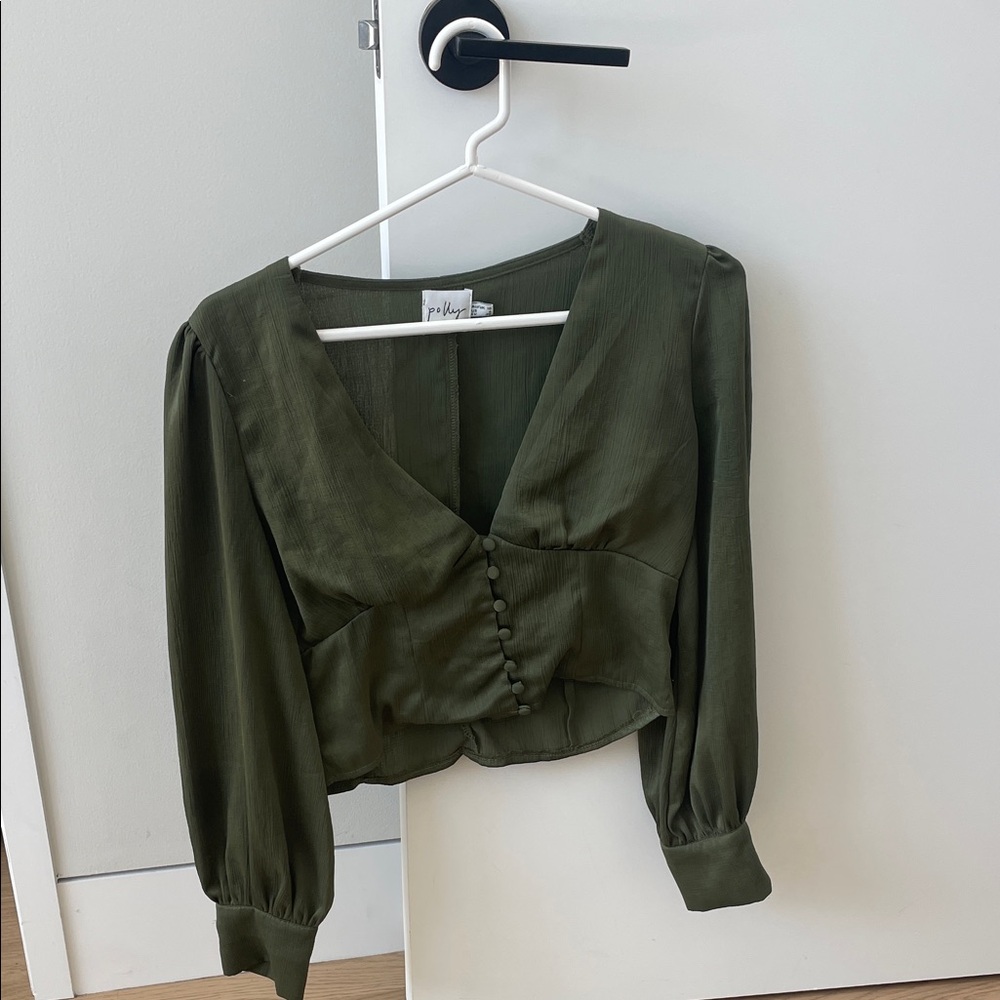 Princess Polly Olive Button-Up Blouse